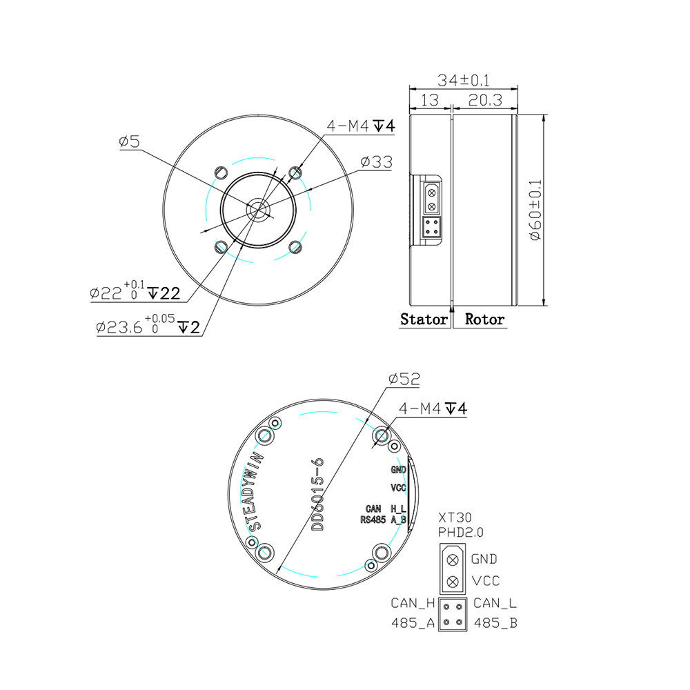 Direct Drive Servo Motor Robotics - Moteur servo à entraînement direct DD6015